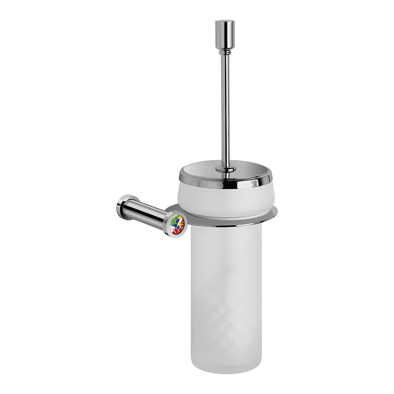 89430M/CRC Gaudi Round Toilet Brush Holder - Frosted Glass/Chrome/Colored
