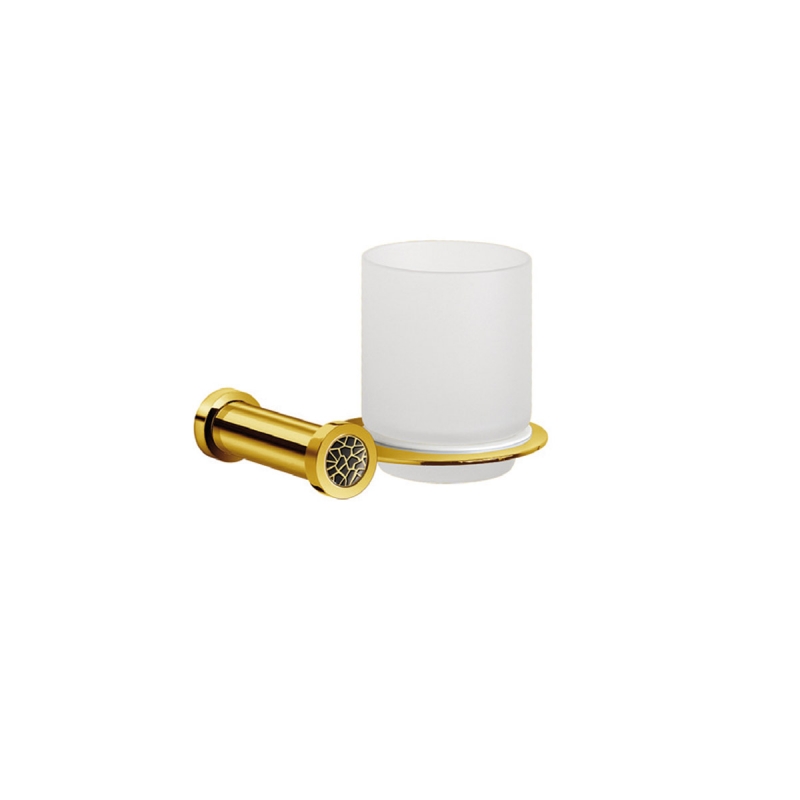 85456M/ON Gaudi Round Tumbler Holder - Frosted Glass/Gold/Black