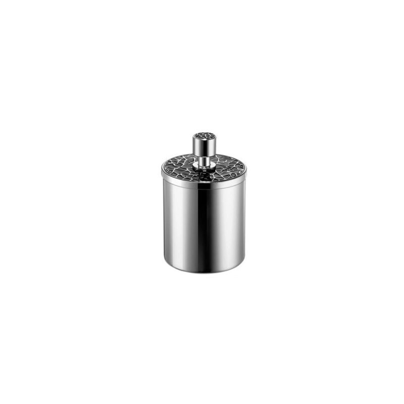 88415/CRN Gaudi Round Cotton Jar, Countertop - Chrome/Black