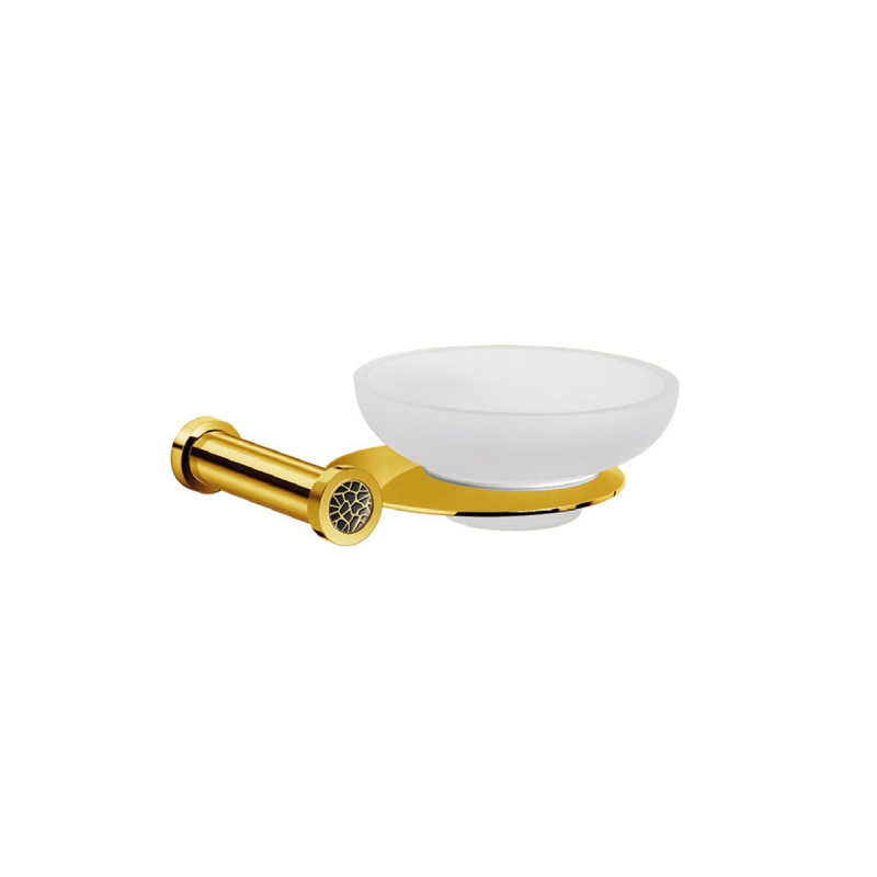 85457M/ON Gaudi Round Soap Dish - Frosted Glass/Gold/Black