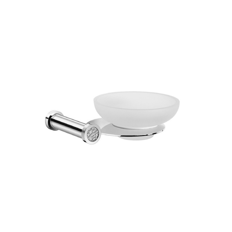 85457M/CRI Gaudi Round Soap Dish - Frosted Glass/Chrome/White