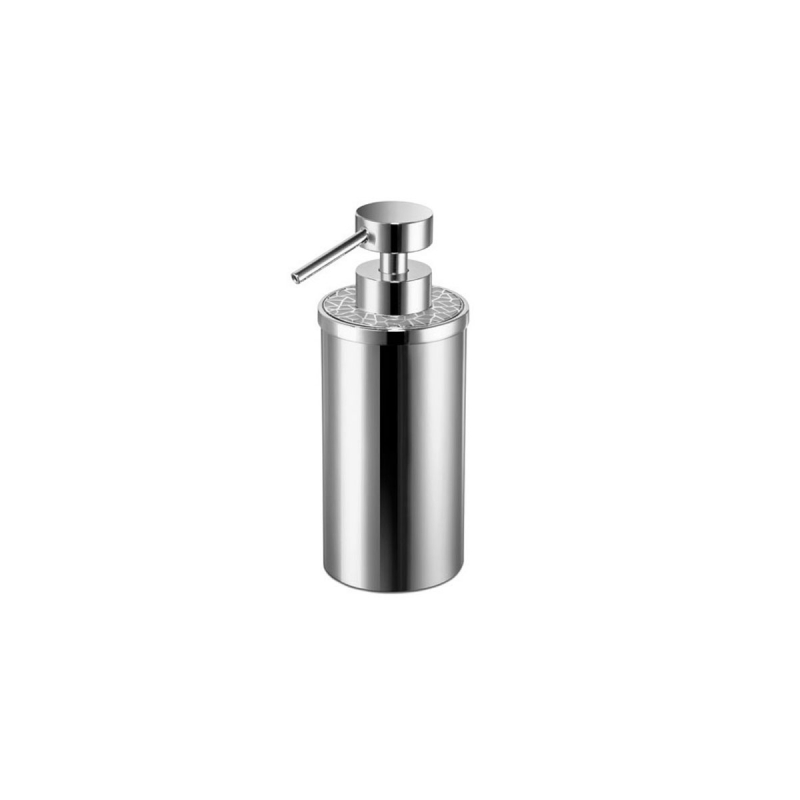 90416/CRI Gaudi Round Soap Dispenser, Countertop - Chrome/White
