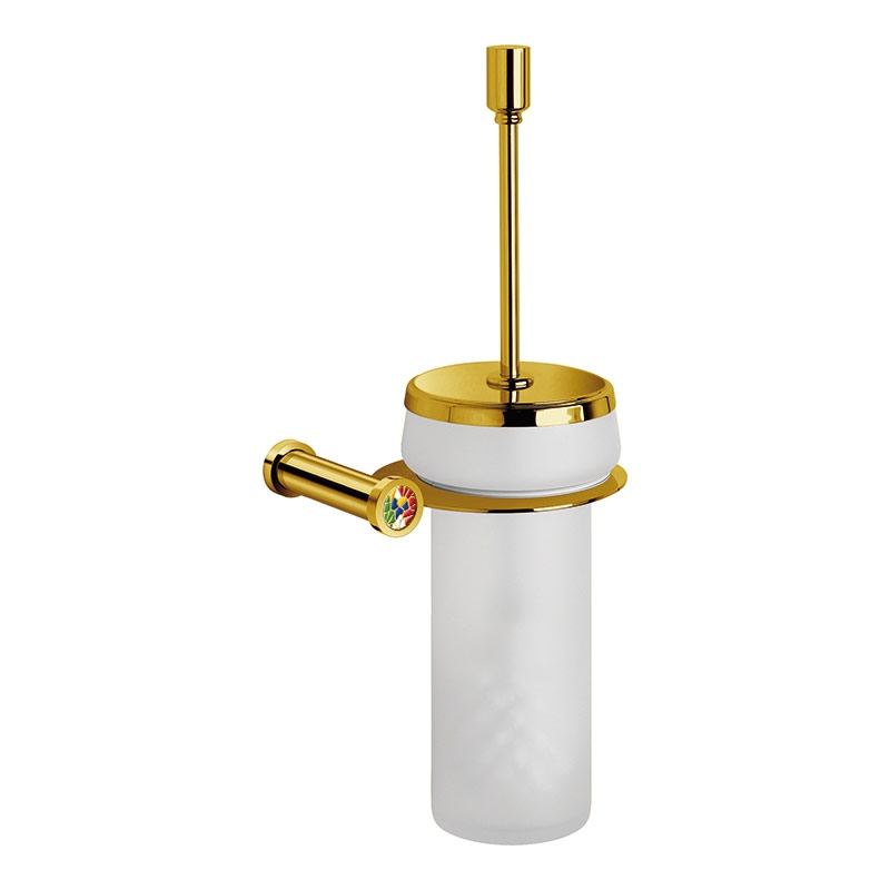 89430M/OC Gaudi Round Toilet Brush Holder - Frosted Glass/Gold/Colored