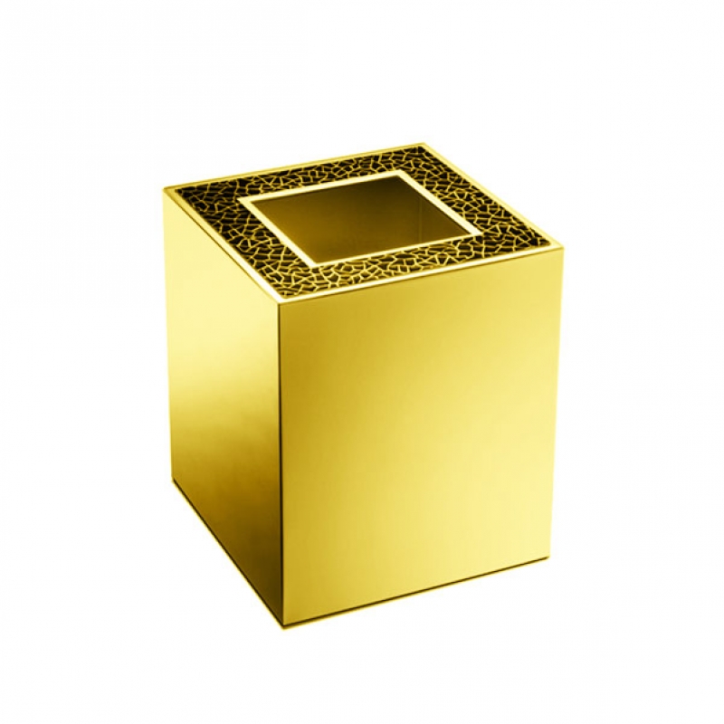 Omega Gaudi Square - 89138/OC - Gaudi Square Waste Bin, Gold/Colored