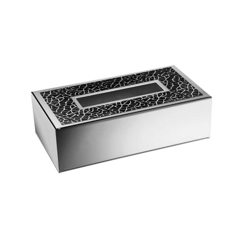 Omega Gaudi Square - 87139/CRN - Gaudi Square Tissue Box - Chrome/Black