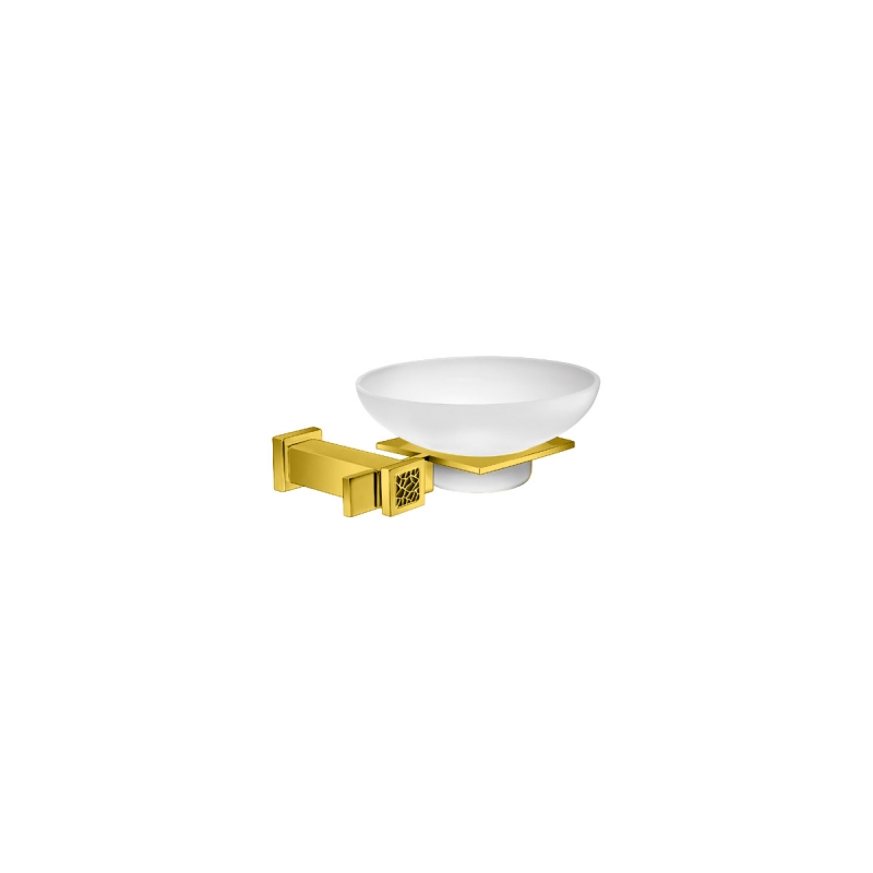 85217M/ON Gaudi Square Soap Dish - Frosted Glass/Gold/Black