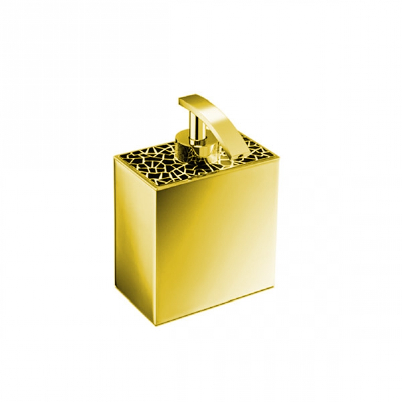 Omega Gaudi Square - 90101/ON - Gaudi Square Soap Dispenser, Countertop - Gold/Black