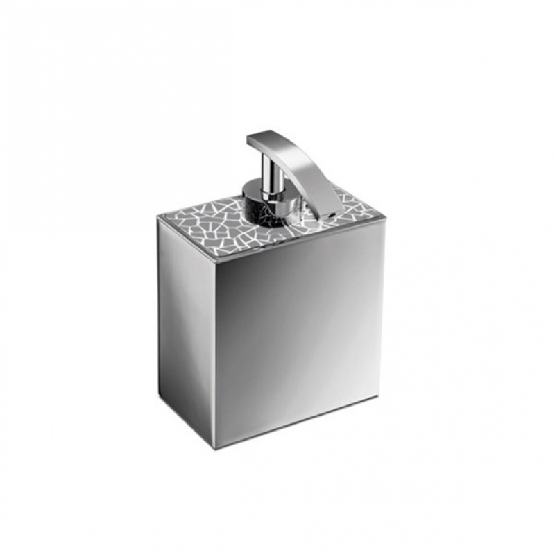 Omega Gaudi Square - 90101/CRI - Gaudi Square Soap Dispenser, Countertop - Chrome/White
