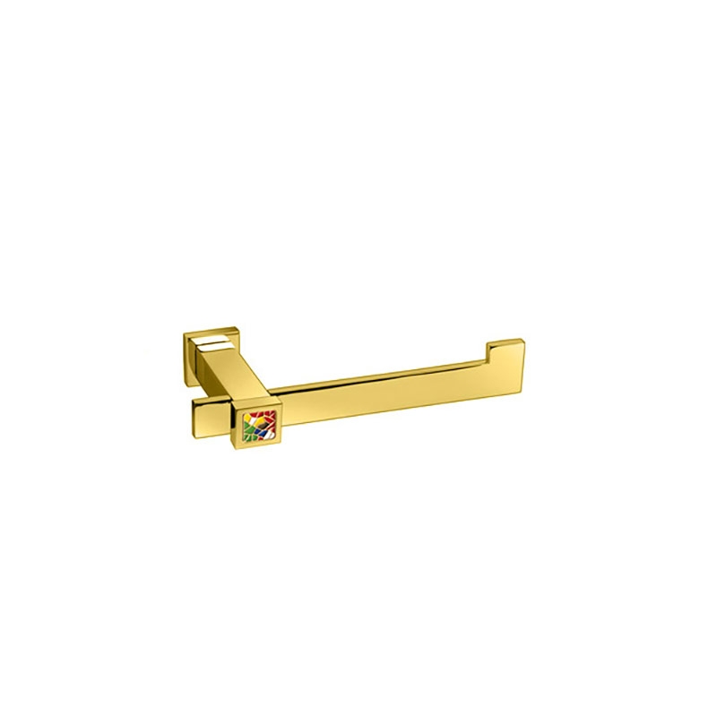 Omega Gaudi Square - 85210/OC - Gaudi Square Toilet Roll Holder, Open - Gold/Colored