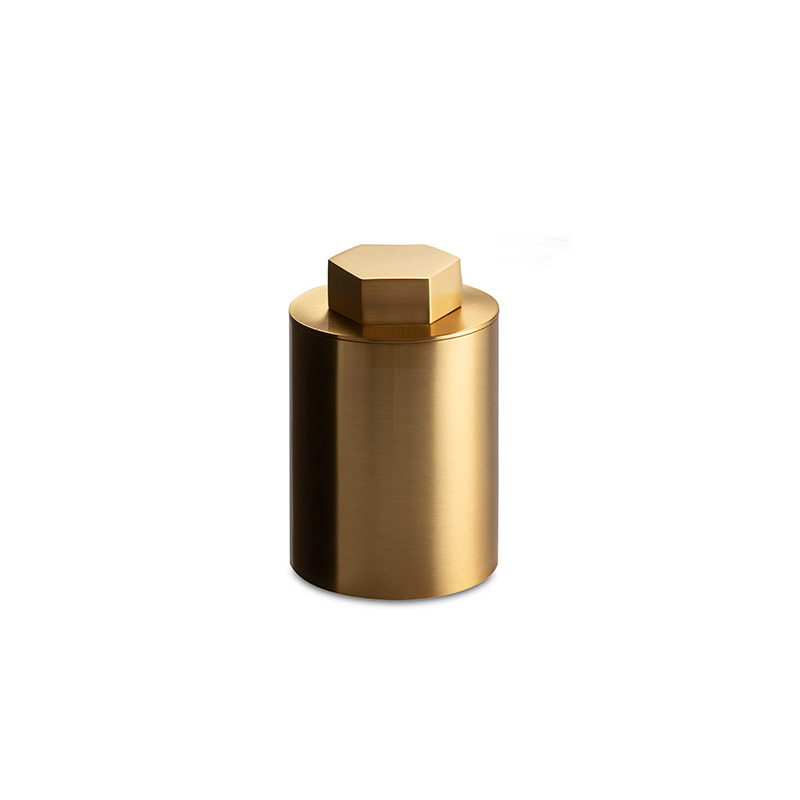 88495/SO Geometric Cotton Jar, Countertop, h12 cm - Matte Gold