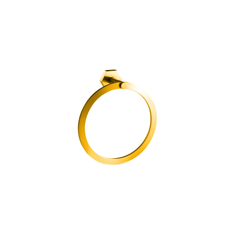 85493/O Geometric Towel Ring, 19cm - Gold