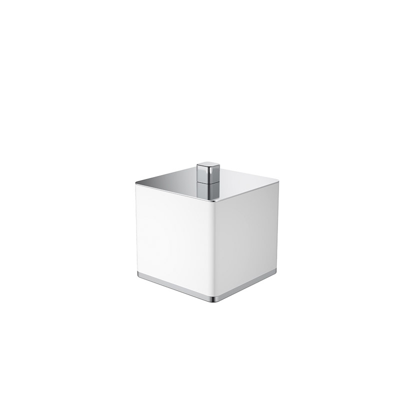 Omega Kaf - KAF6018-02/B - Kaf Cotton Jar,Square,Countertop- Brushed White / Chrome