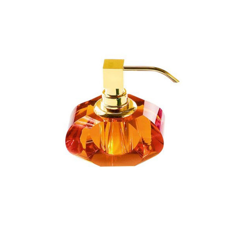 Omega Kristall - KRSSP/OA - Crystall Soap Dispenser, Countertop - Gold/Amber