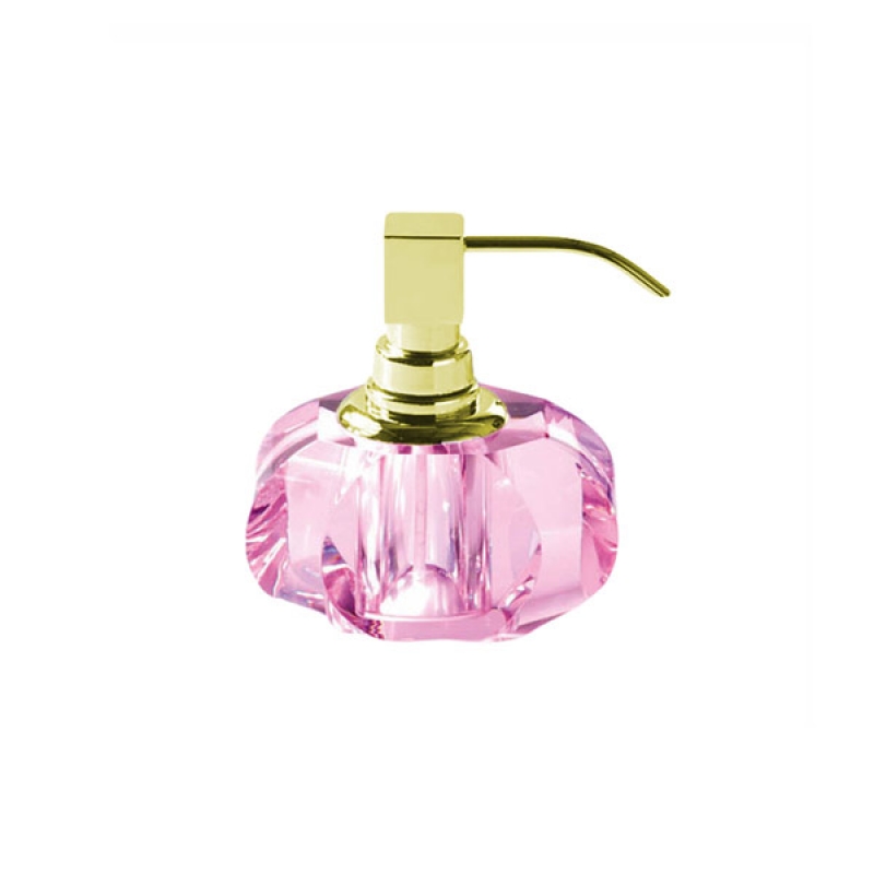 Omega Kristall - KRSSP/OP - Crystall Soap Dispenser, Countertop - Gold/Pink