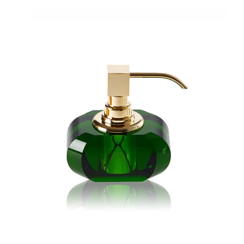 KRSSP/OG Crystall Soap Dispenser, Countertop - Gold/Green
