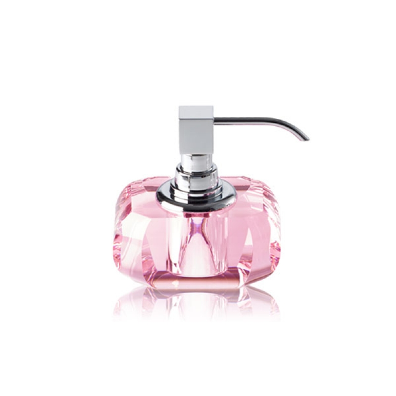 Omega Kristall - KRSSP/CRP - Crystall Soap Dispenser, Countertop - Chrome/Pink