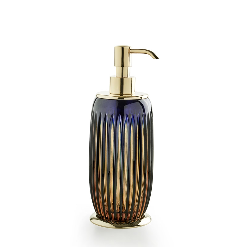LA01DAAB/GD  Lady Crystal Soap Dispenser,Countertop-Amber&Blue/Gold 