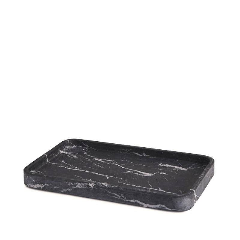 51820  Marquina Tray,Countertop,27xh2x17cm - Black Marble 