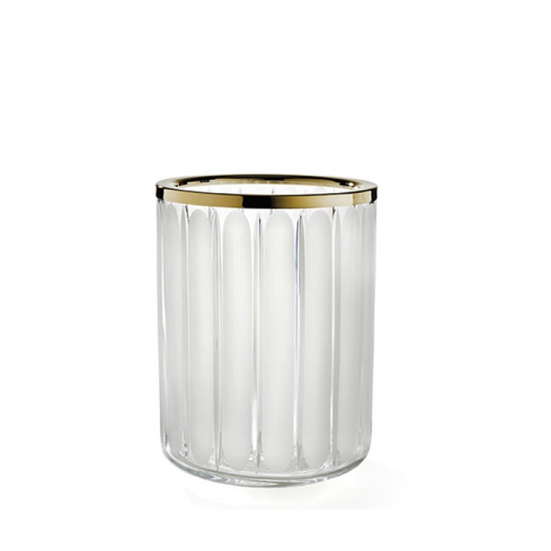 MB65ACR/GD Montblanc Waste Bin, Open - Frosted Glass/Gold