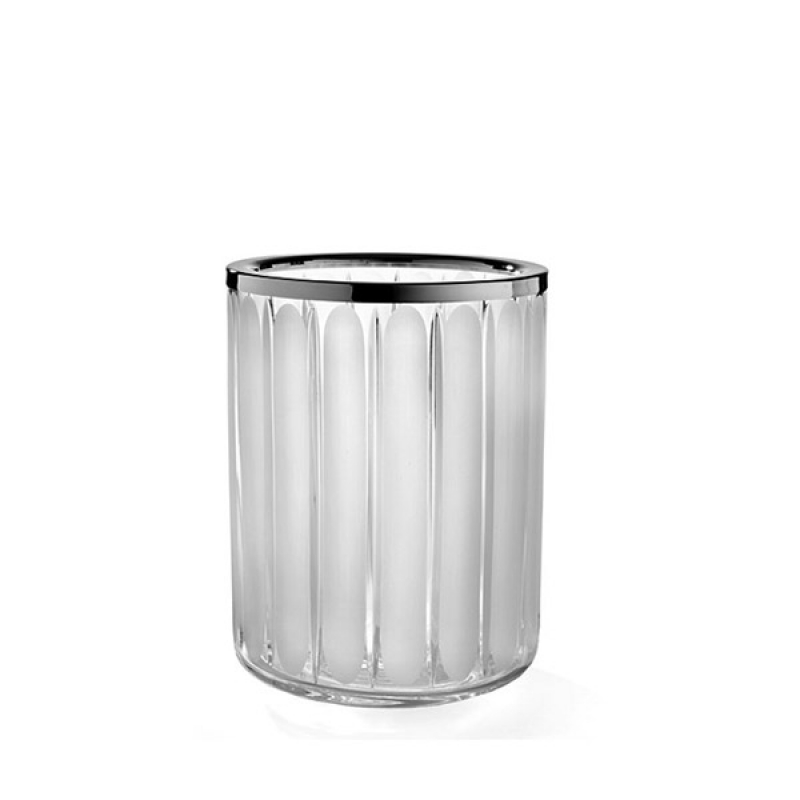Omega Montblanc - MB65ACR/SL - Montblanc Waste Bin, Open - Frosted Glass/Chrome
