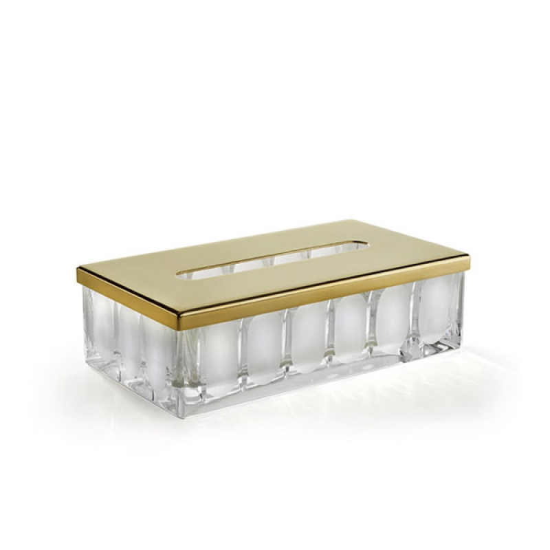 MB70ACR/GD Montblanc Tissue Box, Frosted Glass/Gold