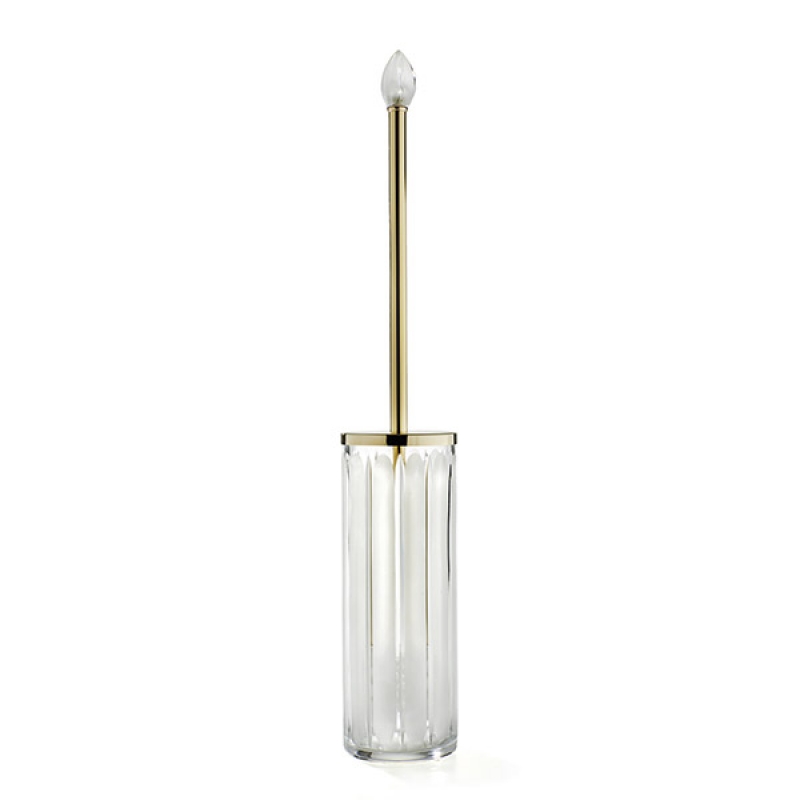 MB17ACR/GD Montblanc Toilet Brush Holder , Free standing - Frosted Glass/Gold