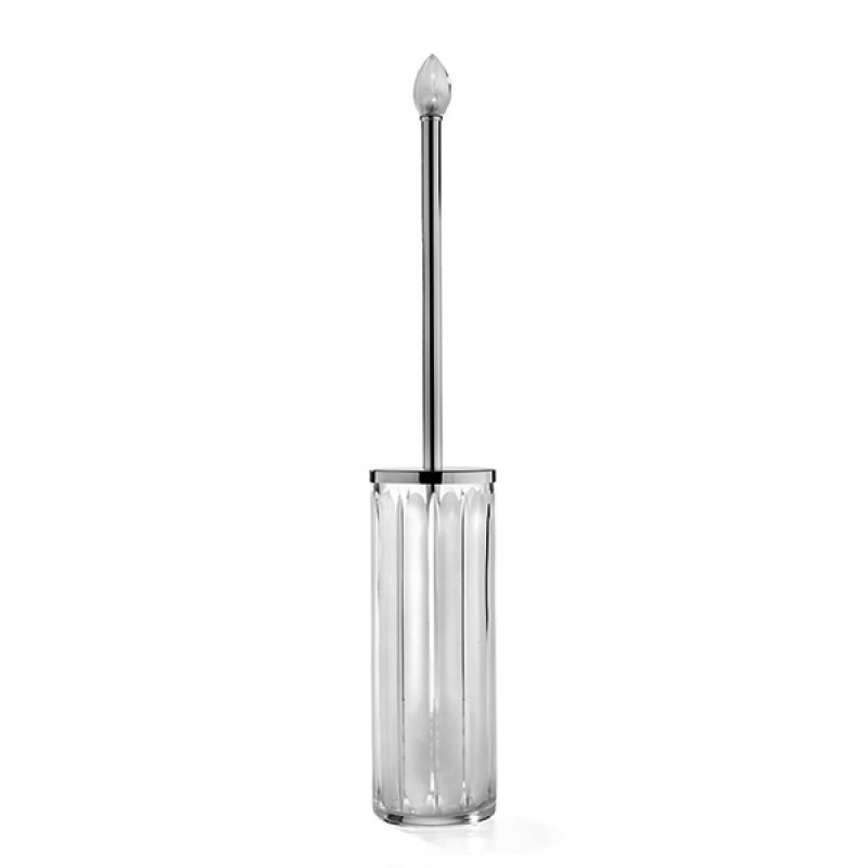 MB17ACR/SL Montblanc Toilet Brush Holder , Free standing - Frosted Glass/Chrome