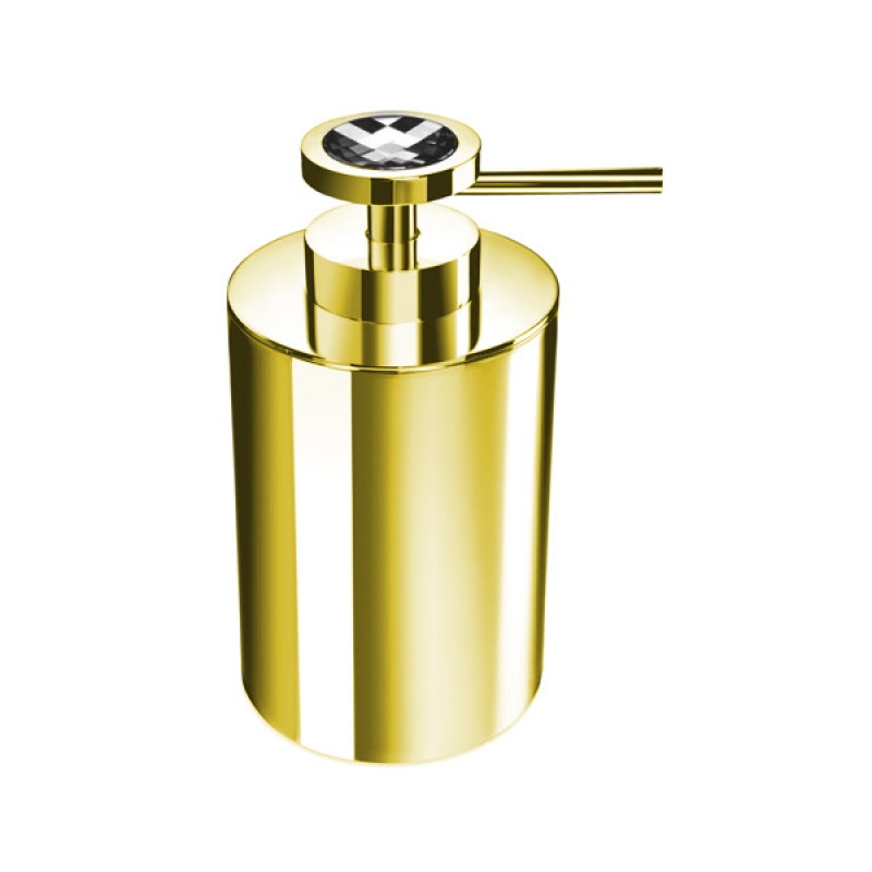 90503/OB Moonlight Round Soap Dispenser, Countertop-White Crystal/Gold