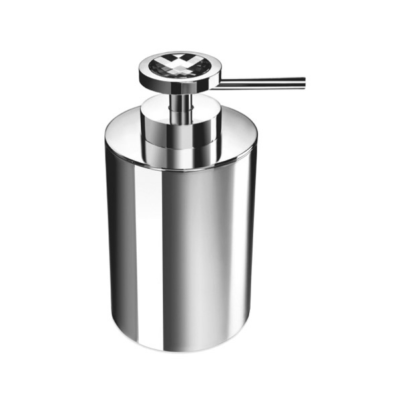 90503/CRB Moonlight Round Soap Dispenser, Countertop-White Crystal/Chrome