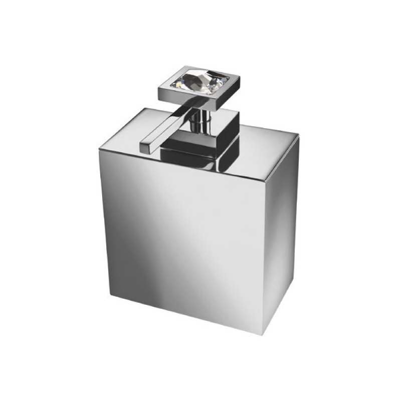 90501/CRB Moonlight Square Soap Dispenser, Countertop - White Crystal/Chrome
