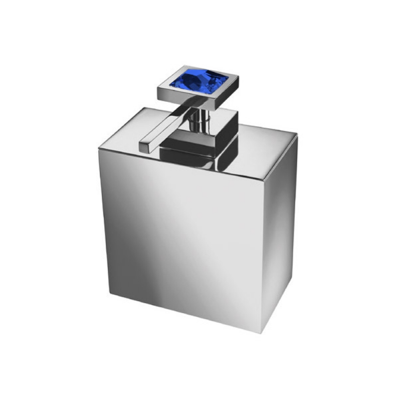 90501/CRA Moonlight Square Soap Dispenser, Countertop - Blue Crystal/Chrome
