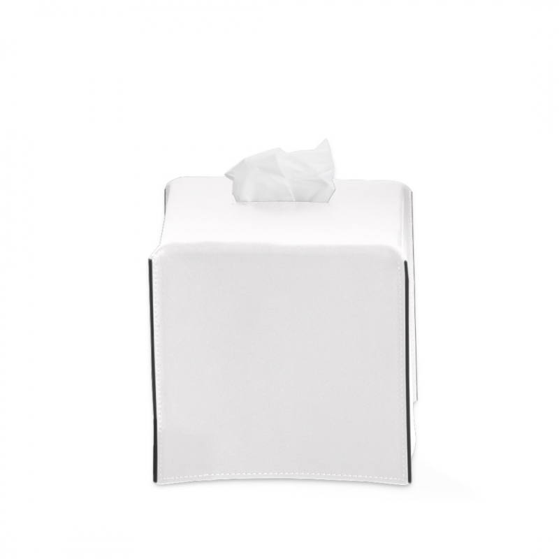 Omega Nappa - 938150 - Nappa Tissue Box,Square,Countertop,14xh14cm - F.Leather/White