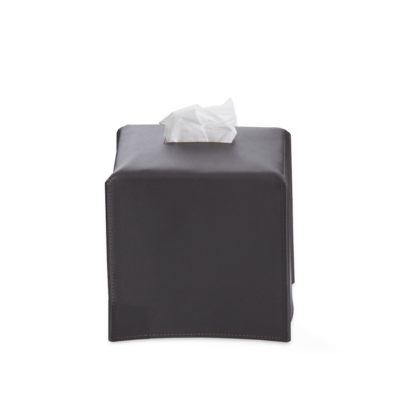 Omega Nappa - 938190 - Nappa Tissue Box,Square,Countertop,14xh14cm - F.Leather/Dark Brown