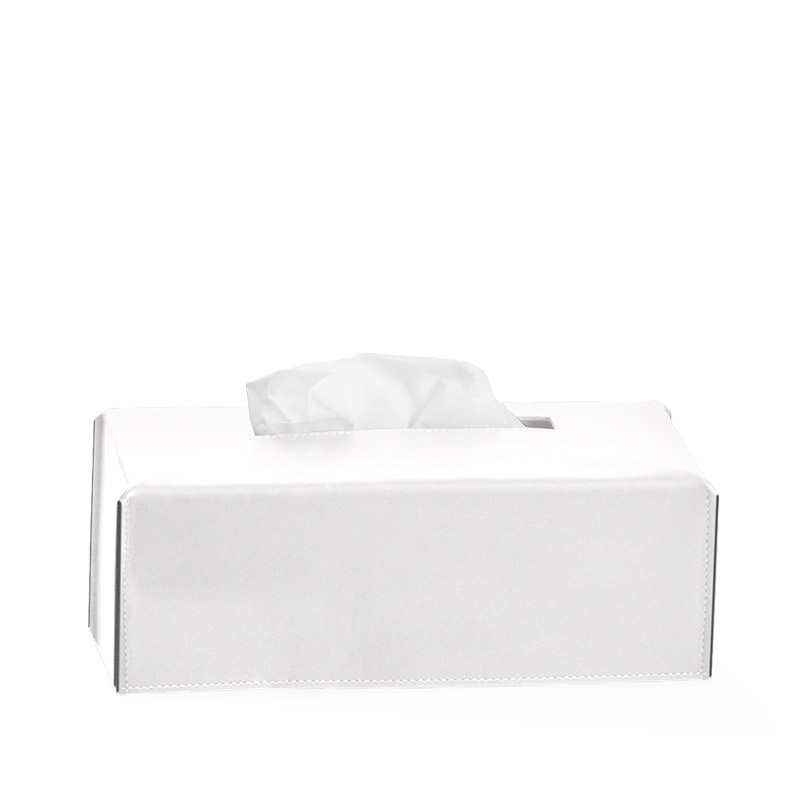 938050 Nappa Tissue Box,Countertop,13xh9x24cm - F.Leather/White