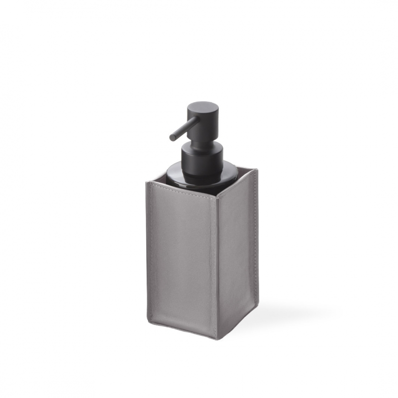 Omega Nappa - 939093 - Nappa Soap Dispenser,Countertop-Brushed Black/F.Leather Gray