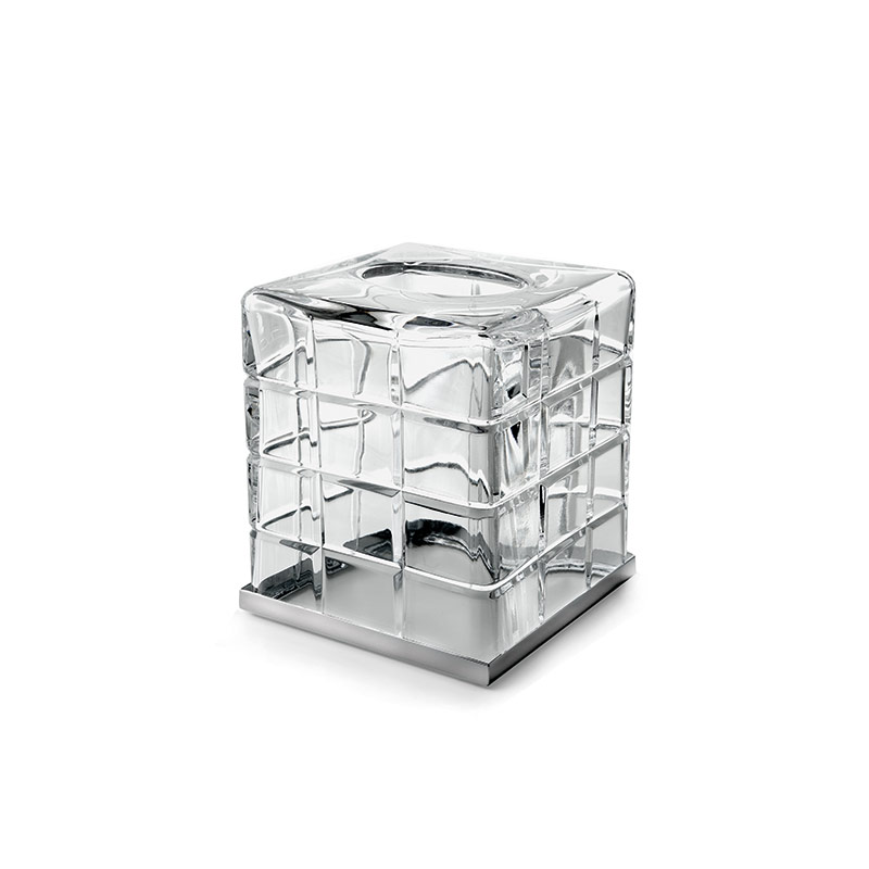 PA71ACR/SL Palace Tissue Box, Countertop, Square - Clear/Chrome