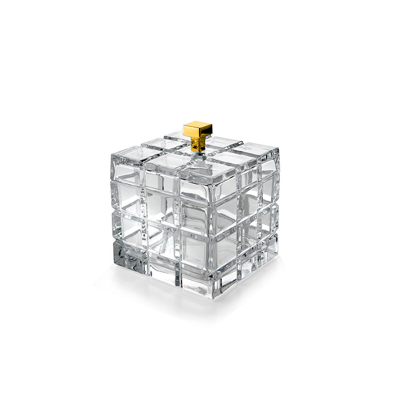 PA48ACR/GD Palace Cotton Jar, Countertop - Clear/Gold