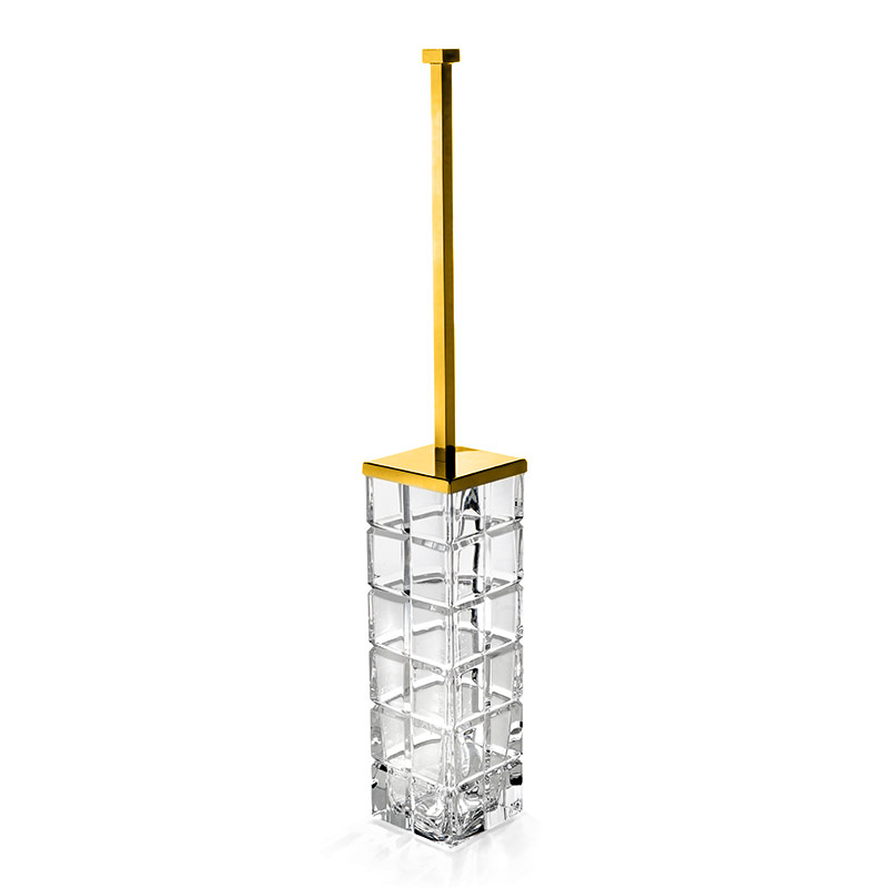 PA17ACR/GD Palace Toilet Brush Holder , Free Standing - Clear/Gold