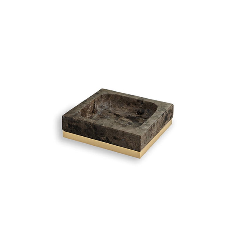 PA01EM/GD Palace Emperador Soap Dish, Countertop - Marble/Gold