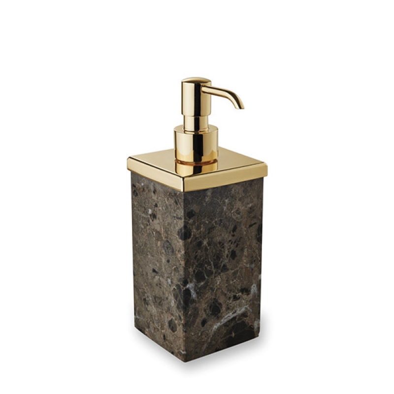 PA01DEM/GD Palace Emperador Soap Dispenser, Countertop - Marble/Gold