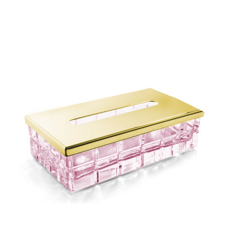 PA70ARO/GD Palace Tissue Box, Countertop, Square - Pink/Gold