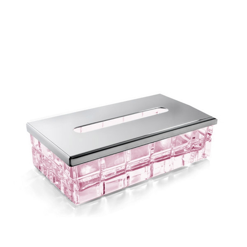 PA70ARO/SL Palace Tissue Box, Countertop, Square - Pink/Chrome