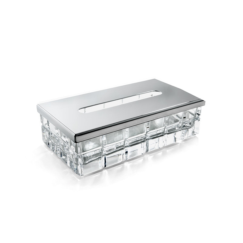 PA70ACR/SL Palace Tissue Box, Countertop, Square - Clear/Chrome