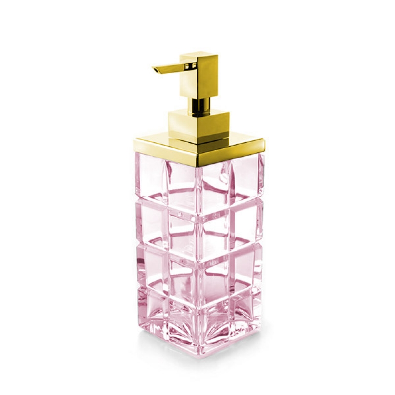 PA01DARO/GD Palace Soap Dispenser, Countertop - Pink/Gold