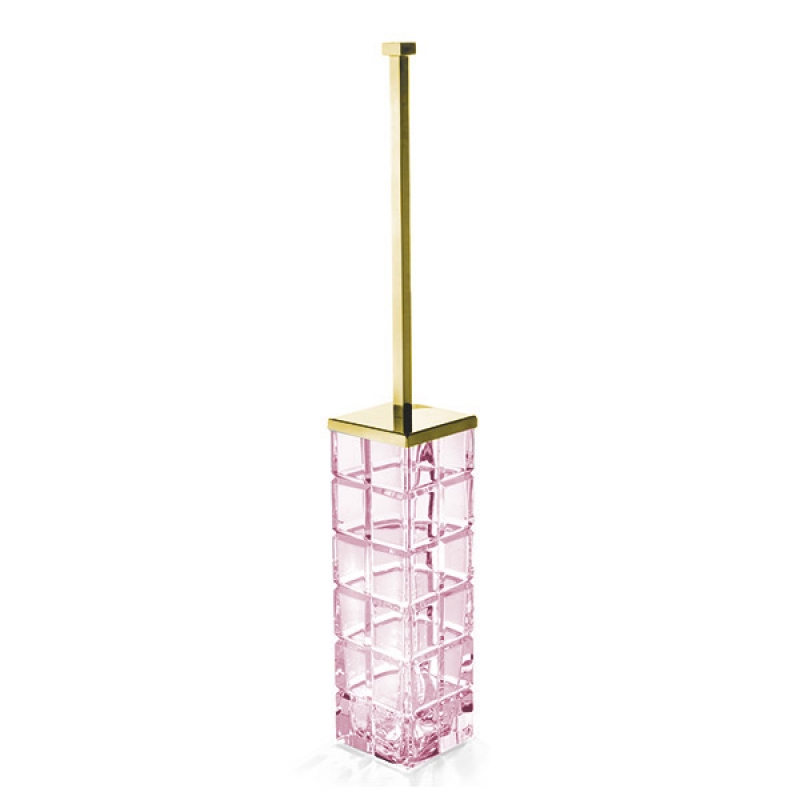 PA17ARO/GD Palace Toilet Brush Holder , Free Standing - Pink/Gold
