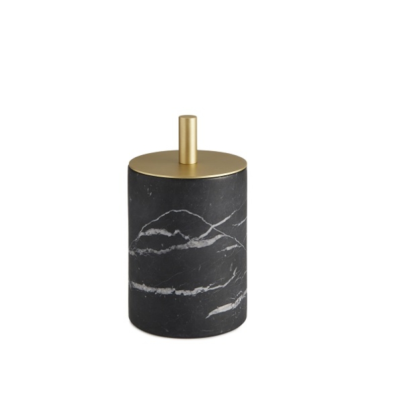 Omega Marquina - 88820/SO  - Cotton Jar, Countertop - Black Marble / Brushed Gold 