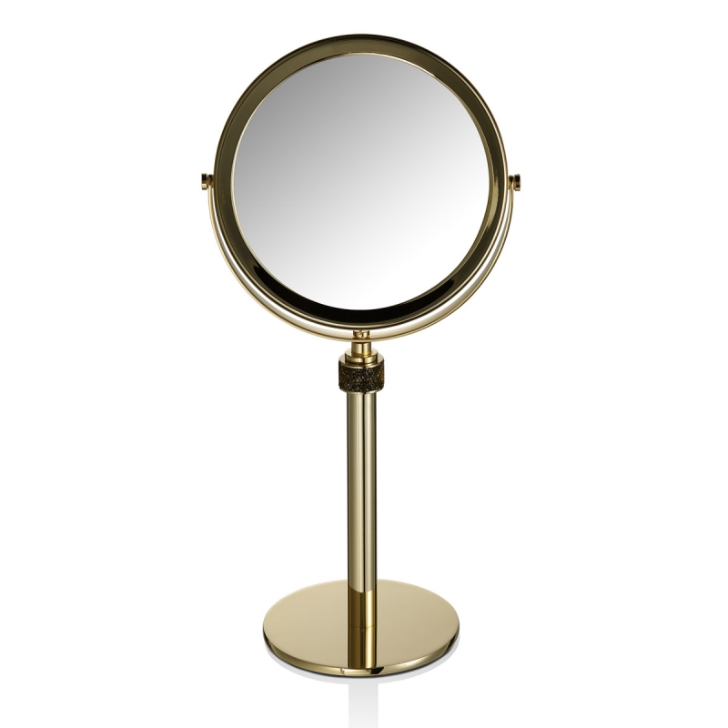 Omega Rocks - 934120 - Rocks Mirror, Countertop, Double-Sided, Magnifying, 1x/5x - Gold