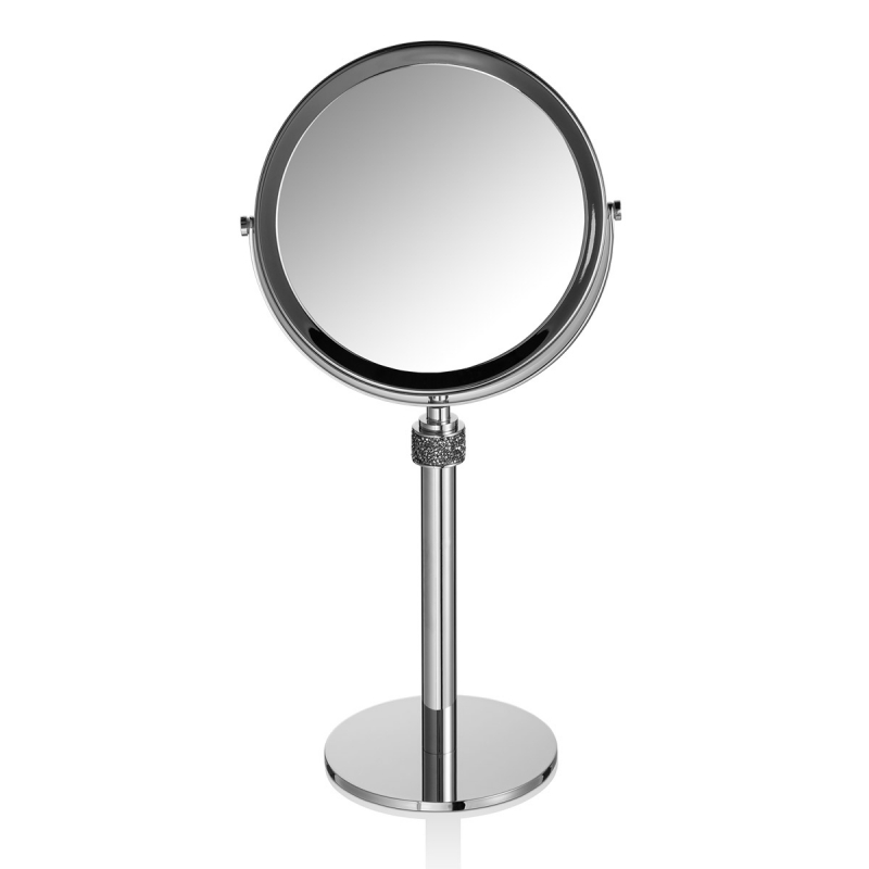 934100 Rocks Mirror, Countertop, Double-Sided, Magnifying, 1x/5x - Chrome