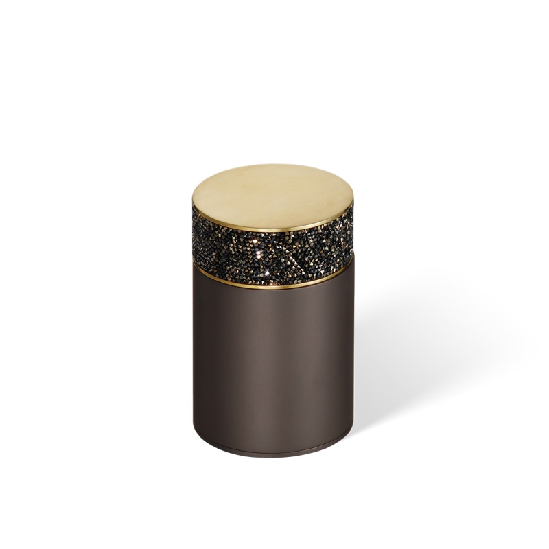 933741 Rocks Cotton Jar, Countertop, h10cm - Dark Bronze/Matte Gold