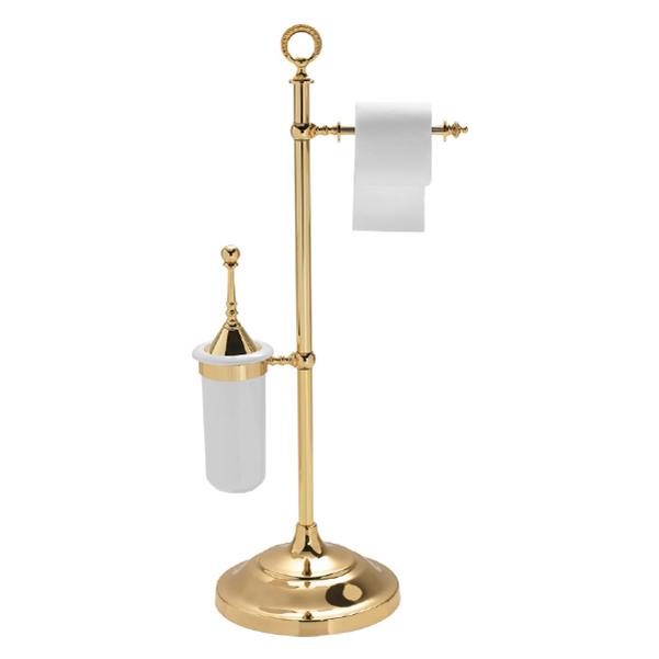 Omega Standing Toilet Paper Holders + Brush Holders - SIG52/GD - Signoria Standing Toilet Roll Holder+Brush Holder - Gold